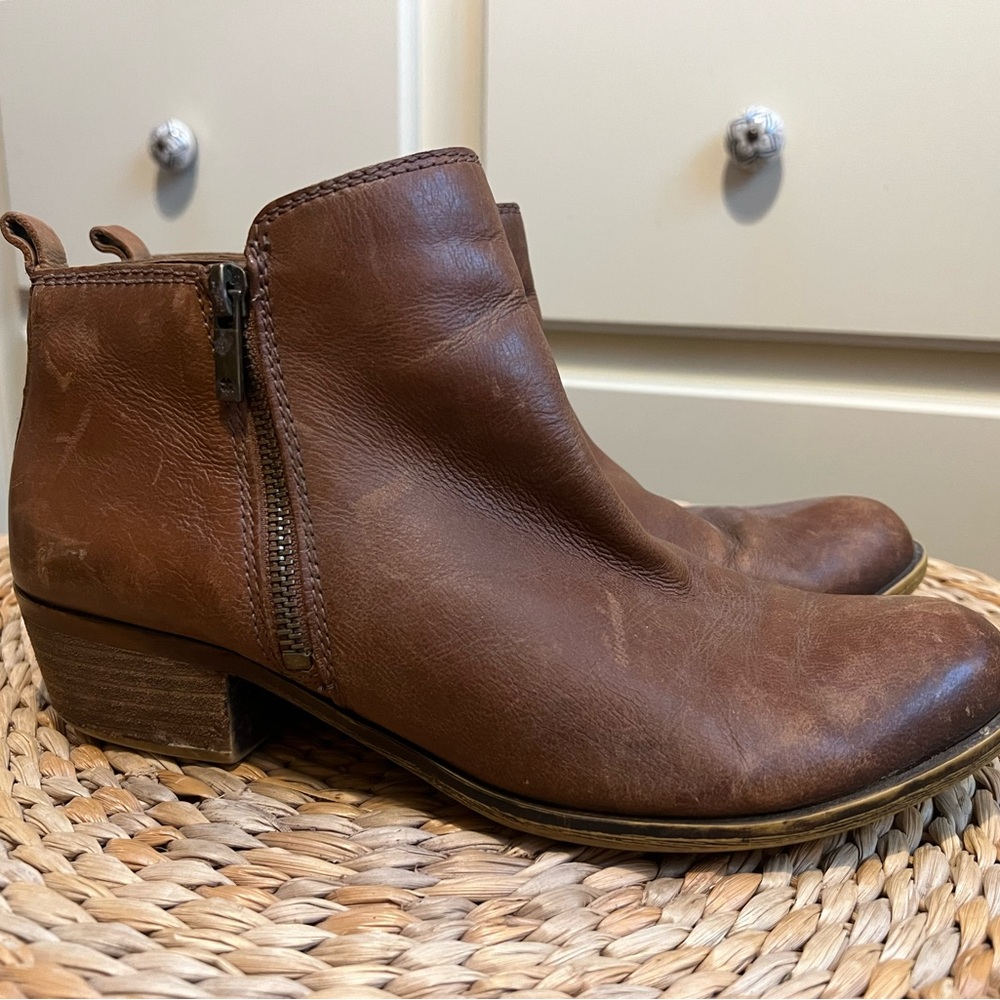 Lucky Brand Brown Ankle Booties with Side Zipper